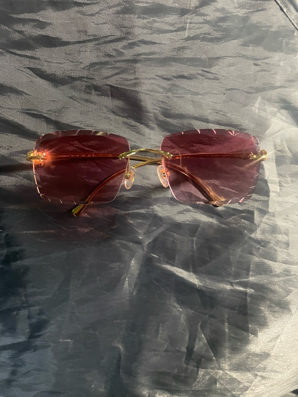 Cartier Panthere CT0061O 60mm Diamond Cut Gradient Red Lens